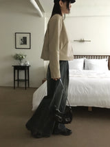 TF ノーカラーVショートレザージャケット