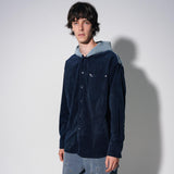 コーデュロイシャツフーディー / corduroy shirt hoodie [navy]