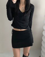ペリーストラップシャーリング長袖Tシャツ / Perry Strap Shirring T (2color)
