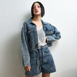 JINRO DENIM CROP TRUCKER JACKET 