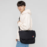 レインボーフラワースマイル刺繡クロスメッセンジャーバッグ/Rainbow Flower Smile Embroidery Cross Messenger Bag