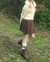Aki Checkered Pleats Skirt