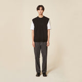 ROUND NECK KNIT VEST_BLACK (6610805719158)
