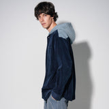 コーデュロイシャツフーディー / corduroy shirt hoodie [navy]