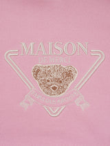 Women's Crop Bear Friends Signature Emblem Two-Tone HeavyTerry Hoodie PinkCream (FCD3TS717W)