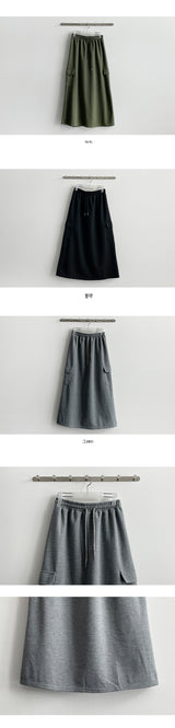 Neeson Back Slit Cargo Long Skirt
