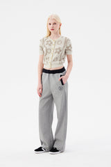 チェリージャカードパターンショートスリーブカーディガン / CHERRY JACQUARD PATTERN SHORT SLEEVE CARDIGAN [IVORY]