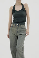 シャーリングホルターネックスリーブレス / Shirring halterneck sleeveless (5color)