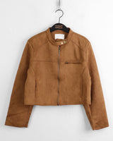 Rilch Zipper Biker Suede Cropped Jacket