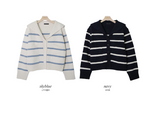 Sailor Collar Border Knit Cardigan (4color)