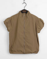 Kaco Nylon Puff Cropped Short-Sleeved Windbreaker Zip-Up