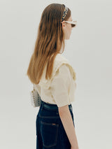 ダブルフリルブラウス / Double frill blouse - Light yellow