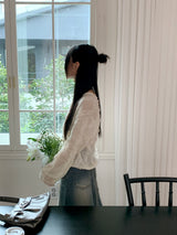 Glo wedding guest look lace pleated string long sleeve blouse