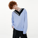 Overfit VV-neck Sweat Shirt [Violet] (6592371556470)
