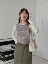ヴィンセント カラー マッチング クロップド Tシャツ /  color matching cropped T-shirt (2color)