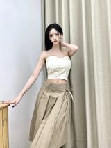 サテンキューブコルセットトップ/798. Satin curve corset top (2color)