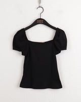 レクトリブドパフスクエアネック半袖Tシャツ / Recto Ribbed Puff Square Neck Short Sleeve T-shirt