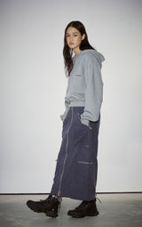 HAIF-ZIP HOODIE (CROP)_GRAY