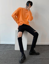 Extended Sleeve Loose Fit Crew Neck T-Shirt (6693672779894)