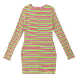 マルチカラーインターロックドレス / GREEN MULTI COLOR INTERLOCK DRESS