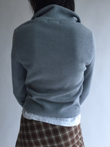 Turtleneck ribbed zip-up