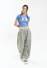 ハートバニーラグランクロップTシャツ / Heart bunny Raglan Crop-T (blue)