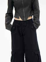 ピグメントウォッシュドレザージャケット/Pigment Washed Leather Jacket - Charcoal