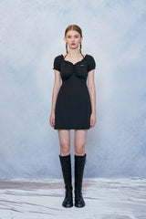 HIDE Shirring Halter Dress (Black) (6570999152758)