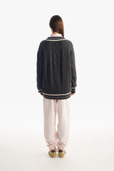 ミドルチェリーツイストⅤネックニット／MIDDLE CHERRY TWIST V-NECK KNIT [GRAY CHARCOAL]