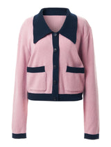 FLAT COLLAR KNIT CARDIGAN_PINK (6638366654582)