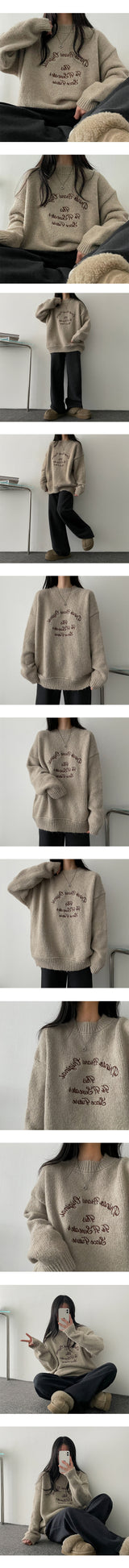 Eril Bodle Thick Embroidery Lettering Wool Knitwear