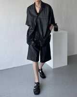 SI レザーオーバーサイズフィットショートスリーブシャツ / SI Leather Oversized Fit Short-Sleeved Shirt (3XL)
