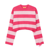 0 2 Lambs Wool Crop Stripe Knit - PINK (6626815180918)