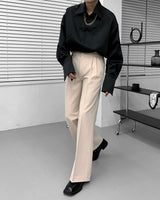 ルモンチェーンビッグカラーカフスシャツ / MO Le Mans Chain Big Collar Cuffs Shirt (2 colors)