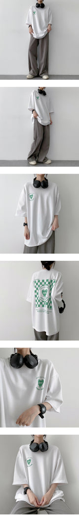 イラストレーションチェックハートショートスリーブT / Illustration Check Heart Short Sleeve Tee