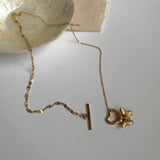 ハートビューティフルトグルバーユニークネックレス/nna Heart Butterfly Toggle Bar Unique Necklace