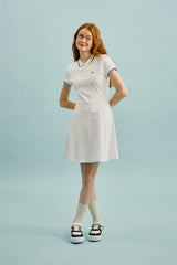 スモールチェリーフレアーピケドレス／SMALL CHERRY FLARED PIQUE DRESS [WHITE]