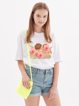 エンジェルプリントワイド半袖Tシャツ ホワイト / angel print wide short sleeve t-shirt white (4470395109494)