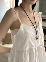Keobing vintage V-neck buttoned lace strap adjustable sleeveless