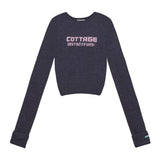 Cropped needlework wool-blend sweater