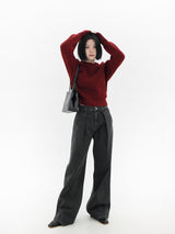 ピンタックブラックブルーワイドパンツ / no.5108 Pintuck Black Blue Wide Pants
