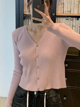 Milk Soft V neck Ribbed Cardigan