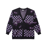ソーシャルバタフライニットカーディガン / Social Butterfly Knit Cardigan - Black, White, Purple & Soft Purple