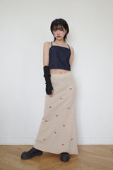 チェリー刺繍入りロングスカート / Cherry Embroidered Long Sk (2 colors)