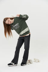 キルシーウィティーバニータイダイスウェットシャツ / WITTY BUNNY TIE DYE SWEATSHIRT [KHAKI] (6671650357366)