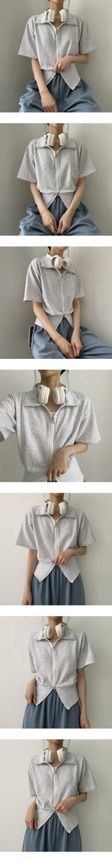 ロネットトゥーウェイカラーショートスリーブジップアップ / Lonet to Way Collar Short Sleeve Zip-up