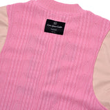 レザースリーブケーブルニットセーター/[UNISEX] Leather-Sleeve Cable-Knit Sweater (Pink)