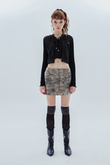 スモッグレザーローライズスカート / smog leather lowrise skirt_charcoal
