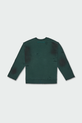 ダメージ＆オイルウォッシュドスウェットシャツ / Damaged & Oil Washed Sweatshirt, Green