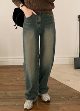 Deep Washing Wide Denim Pants (2color)